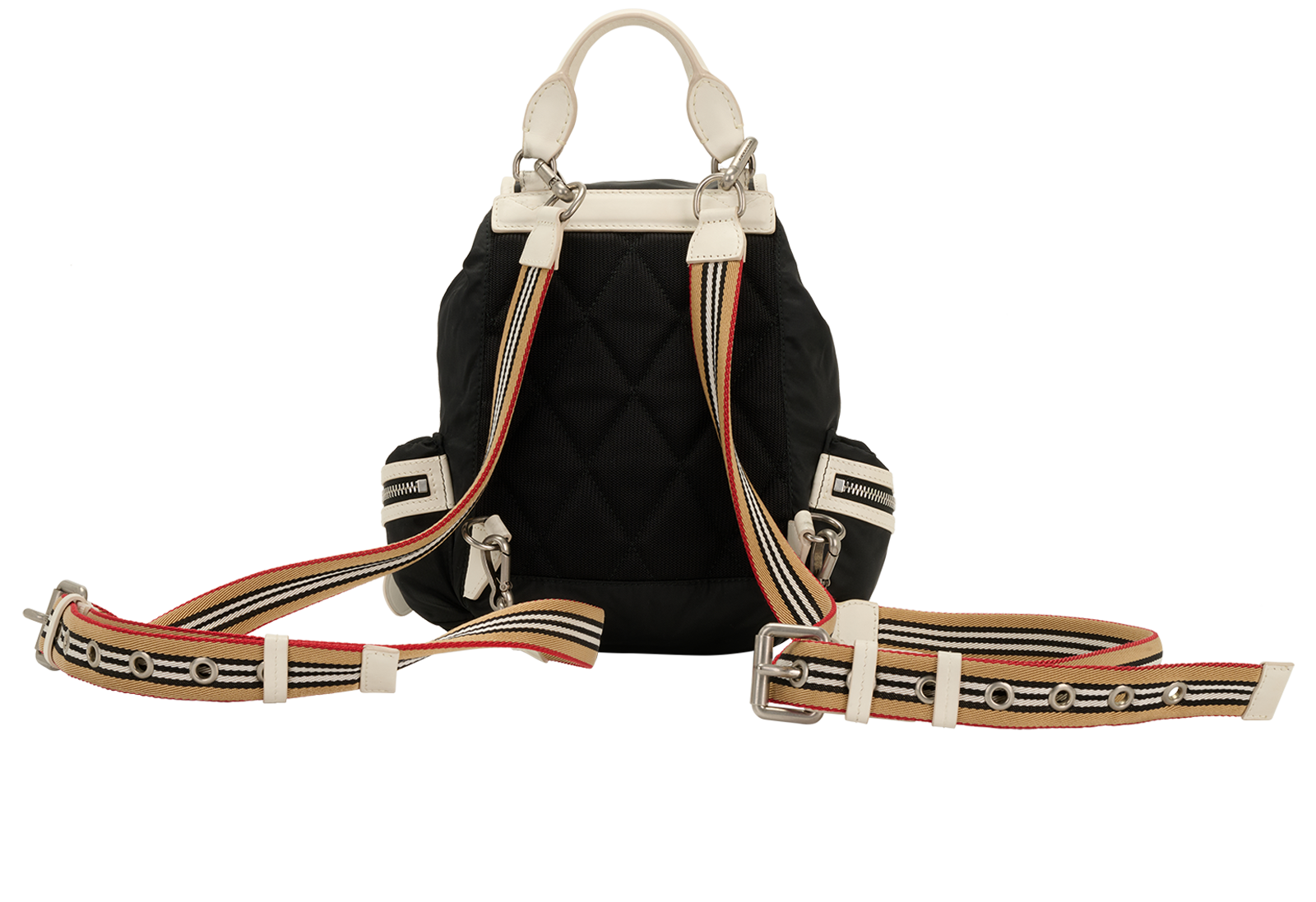 Contrast-Trimmed Backpack, &pound;250, Handbags, Black, Nylon, Back view